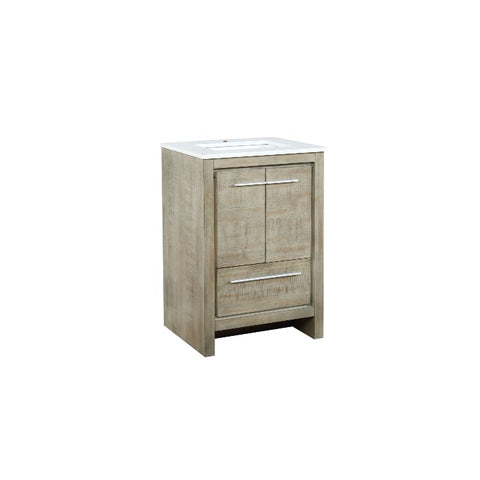 Image of Lexora Lafarre Contemporary 24" Rustic Acacia Single Sink Bathroom Vanity with White Quartz Top | LLF24SKSOS000