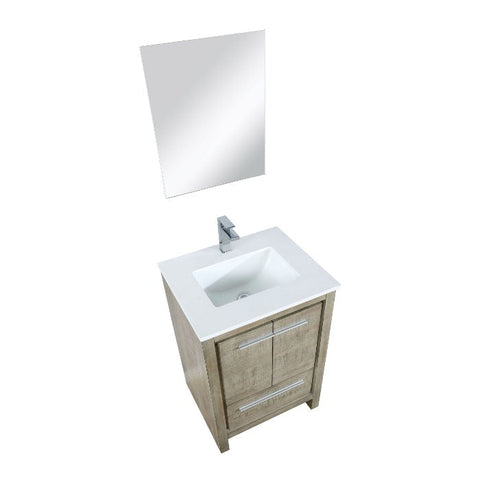 Image of Lexora Contemporary Lafarre 24" Rustic Acacia Single Sink Bathroom Vanity Set w/ Balzani Gun Metal Faucet | LLF24SKSOSM18FGM