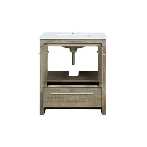 Image of Lexora Lafarre Contemporary 30" Rustic Acacia Single Sink Bathroom Vanity with White Quartz Top | LLF30SKSOS000
