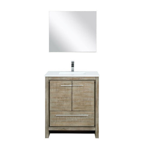 Image of Lexora Lafarre Contemporary 30" Rustic Acacia Single Sink Bathroom Vanity Set w/ Labaro Rose Gold Faucet | LLF30SKSOSM28FRG