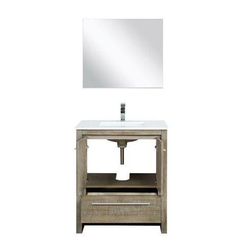 Image of Lexora Lafarre Contemporary 30" Rustic Acacia Single Sink Bathroom Vanity Set w/ Balzani Gun Metal Faucet | LLF30SKSOSM28FGM