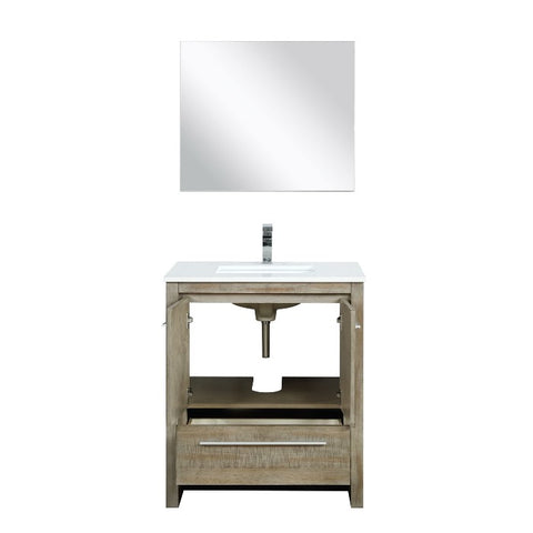 Image of Lexora Lafarre Contemporary 30" Rustic Acacia Single Sink Bathroom Vanity Set w/ Labaro Brushed Nickel Faucet | LLF30SKSOSM28FBN