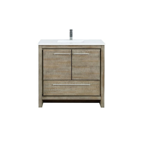 Image of Lexora Lafarre Contemporary 36" Rustic Acacia Single Sink Bathroom Vanity w/ Balzani Gun Metal Faucet | LLF36SKSOS000FGM
