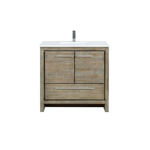 Image of Lexora Lafarre Contemporary 36" Rustic Acacia Single Sink Bathroom Vanity w/ Labaro Rose Gold Faucet | LLF36SKSOS000FRG