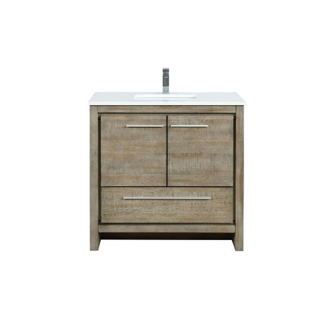 Image of Lexora Lafarre Contemporary 36" Rustic Acacia Single Sink Bathroom Vanity w/ Labaro Brushed Nickel Faucet | LLF36SKSOS000FBN