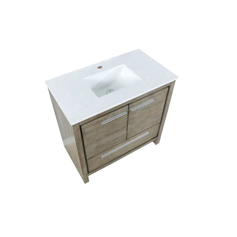 Image of Lexora Lafarre Contemporary 36" Rustic Acacia Single Sink Bathroom Vanity with White Quartz Top | LLF36SKSOS000