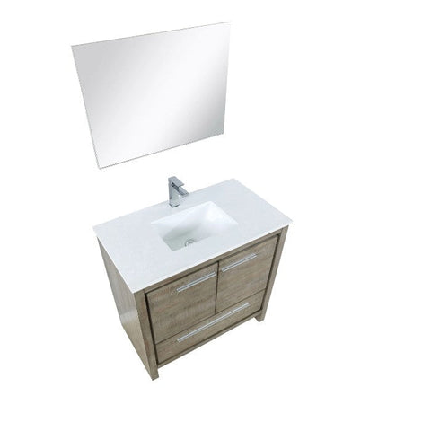 Image of Lexora Lafarre Contemporary 36" Rustic Acacia Single Sink Bathroom Vanity Set w/ Balzani Gun Metal Faucet | LLF36SKSOSM28FGM