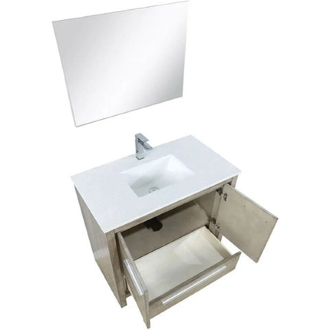 Image of Lexora Lafarre Contemporary 36" Rustic Acacia Single Sink Bathroom Vanity Set w/ Balzani Gun Metal Faucet | LLF36SKSOSM28FGM