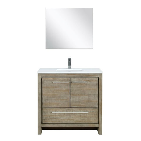 Image of Lexora Lafarre Contemporary 36" Rustic Acacia Single Sink Bathroom Vanity Set w/ Labaro Brushed Nickel Faucet | LLF36SKSOSM28FBN