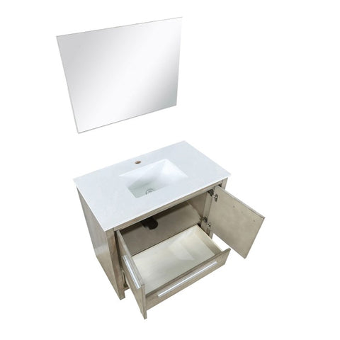 Image of Lexora Lafarre Contemporary 36" Rustic Acacia Single Sink Bathroom Vanity w/ Frameless Mirror | LLF36SKSOSM28