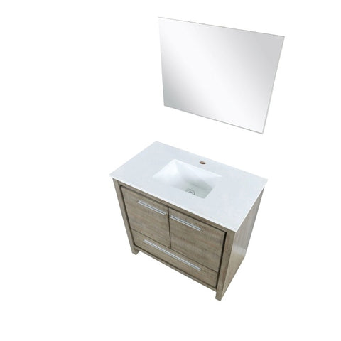 Image of Lexora Lafarre Contemporary 36" Rustic Acacia Single Sink Bathroom Vanity w/ Frameless Mirror | LLF36SKSOSM28