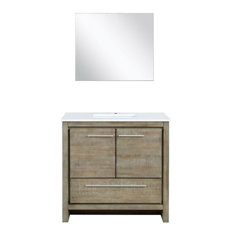 Image of Lexora Lafarre Contemporary 36" Rustic Acacia Single Sink Bathroom Vanity w/ Frameless Mirror | LLF36SKSOSM28