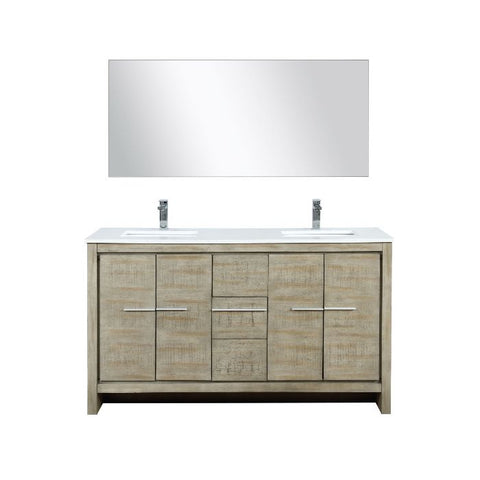 Image of Lexora Lafarre Contemporary 60" Rustic Acacia Double Sink Bathroom Vanity Set w/ Monte Chrome Faucet | LLF60DKSODM55FCH