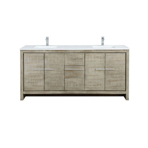 Image of Lexora Lafarre Contemporary 72" Rustic Acacia Double Sink Bathroom Vanity w/ Monte Chrome Faucet | LLF72DKSOD000FCH