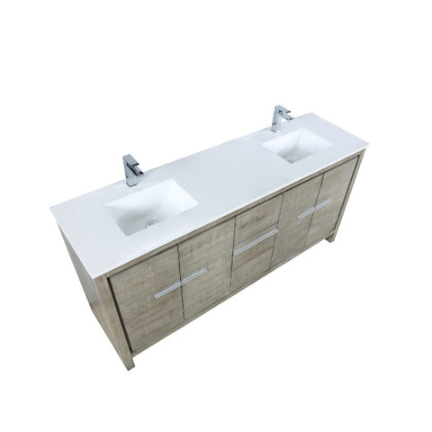 Image of Lexora Lafarre Contemporary 72" Rustic Acacia Double Sink Bathroom Vanity w/ Labaro Brushed Nickel Faucet | LLF72DKSOD000FBN