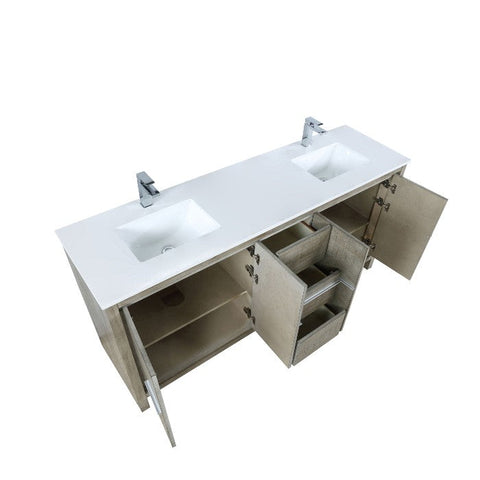 Image of Lexora Lafarre Contemporary 72" Rustic Acacia Double Sink Bathroom Vanity w/ Monte Chrome Faucet | LLF72DKSOD000FCH