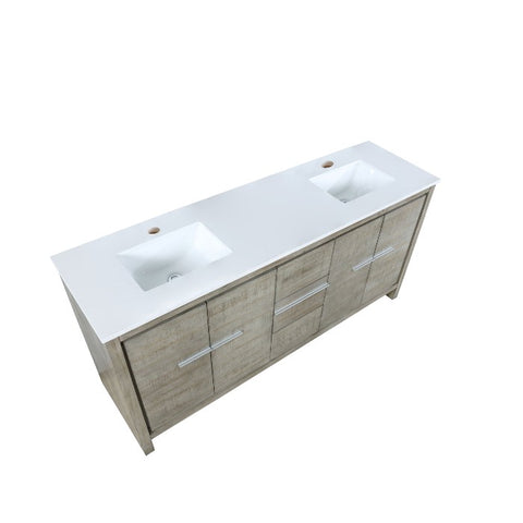 Image of Lexora Lafarre Contemporary 72" Rustic Acacia Double Sink Bathroom Vanity with White Quartz Top | LLF72DKSOD000