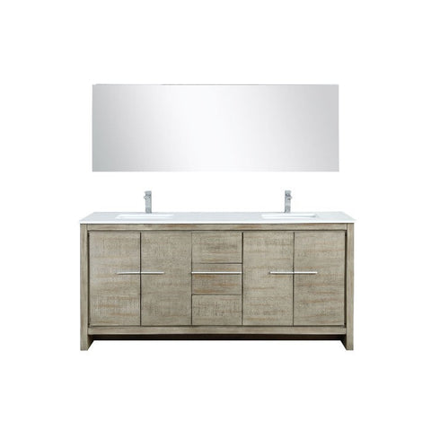 Image of Lexora Lafarre Contemporary 72" Rustic Acacia Double Sink Bathroom Vanity Set w/ Monte Chrome Faucet | LLF72DKSODM70FCH