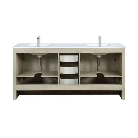 Image of Lafarre 72" Rustic Acacia Double Sink Vanity Set with White Quartz Top | LLF72DKSODM70FRG