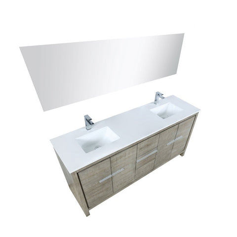 Image of Lafarre 72" Rustic Acacia Double Sink Vanity Set with White Quartz Top | LLF72DKSODM70FRG