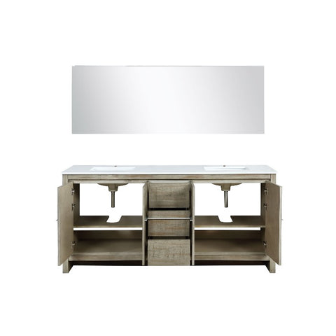 Image of Lexora Lafarre Contemporary 72" Rustic Acacia Double Sink Bathroom Vanity w/ Frameless Mirror | LLF72DKSODM70
