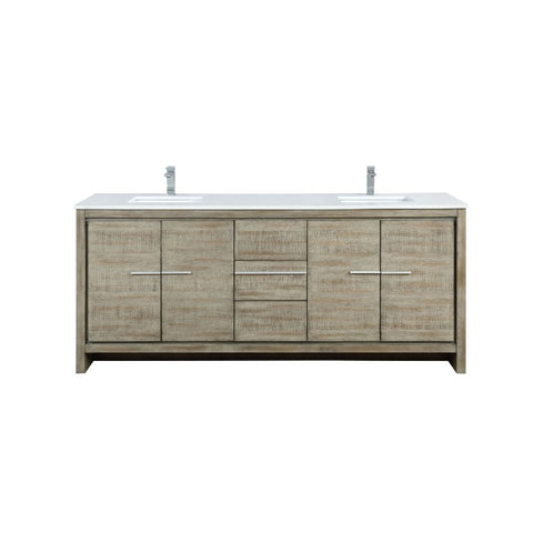 Image of Lexora Lafarre Contemporary 80" Rustic Acacia Double Sink Bathroom Vanity w/ Labaro Brushed Nickel Faucet | LLF80DKSOD000FBN