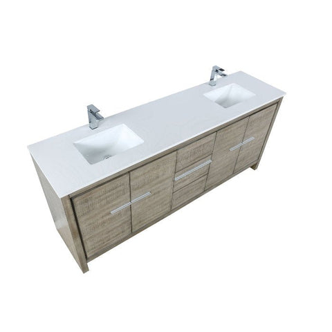 Image of Lexora Lafarre Contemporary 80" Rustic Acacia Double Sink Bathroom Vanity w/ Balzani Gun Metal Faucet | LLF80DKSOD000FGM