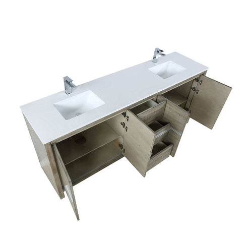 Image of Lexora Lafarre Contemporary 80" Rustic Acacia Double Sink Bathroom Vanity w/ Labaro Brushed Nickel Faucet | LLF80DKSOD000FBN