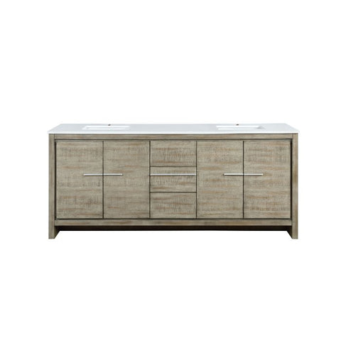 Image of Lexora Lafarre Contemporary 80" Rustic Acacia Double Sink Bathroom Vanity with White Quartz Top | LLF80DKSOD000