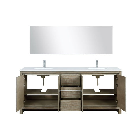 Image of Lexora Lafarre Contemporary 80" Rustic Acacia Double Sink Bathroom Vanity Set w/ Labaro Brushed Nickel Faucet | LLF80DKSODM70FBN