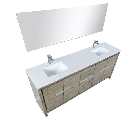 Image of Lexora Lafarre Contemporary 80" Rustic Acacia Double Sink Bathroom Vanity Set w/ Labaro Rose Gold Faucet | LLF80DKSODM70FRG