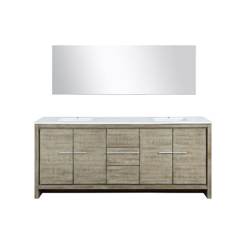 Image of Lexora Lafarre Contemporary 80" Rustic Acacia Double Sink Bathroom Vanity w/ Frameless Mirror | LLF80DKSODM70