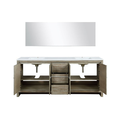 Image of Lexora Lafarre Contemporary 80" Rustic Acacia Double Sink Bathroom Vanity w/ Frameless Mirror | LLF80DKSODM70