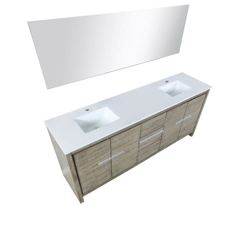 Image of Lexora Lafarre Contemporary 80" Rustic Acacia Double Sink Bathroom Vanity w/ Frameless Mirror | LLF80DKSODM70