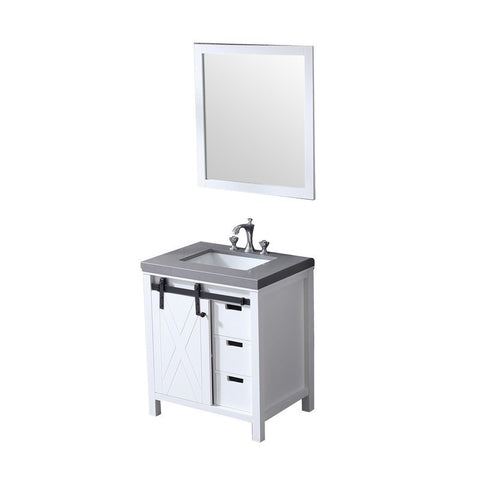Image of Marsyas 30" White Single Sink Vanity Set with Grey Quartz Top | LM342230SAASM28F