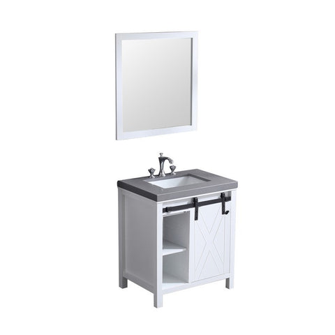 Image of Marsyas 30" White Single Sink Vanity Set with Grey Quartz Top | LM342230SAASM28F