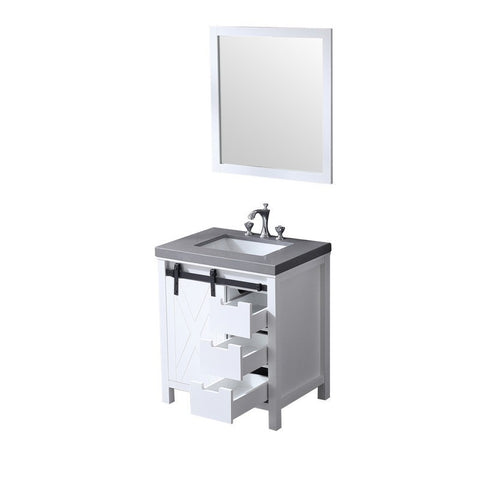 Image of Marsyas 30" White Single Sink Vanity Set with Grey Quartz Top | LM342230SAASM28F