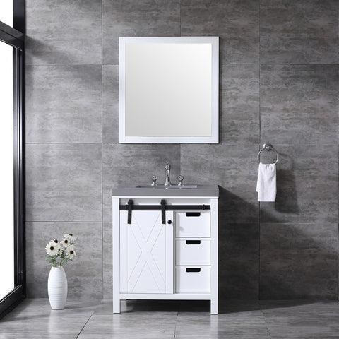 Image of Marsyas 30" White Single Sink Vanity Set with Grey Quartz Top | LM342230SAASM28F