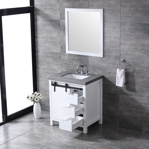Image of Marsyas 30" White Single Sink Vanity Set with Grey Quartz Top | LM342230SAASM28F