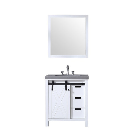 Image of Marsyas 30" White Single Sink Vanity Set with Grey Quartz Top | LM342230SAASM28F