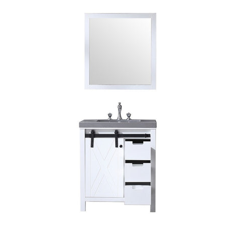 Image of Marsyas 30" White Single Sink Vanity Set with Grey Quartz Top | LM342230SAASM28F
