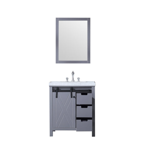 Image of Marsyas 30" Dark Grey Single Sink Vanity Set with White Carrara Marble Top | LM342230SBBSM28F