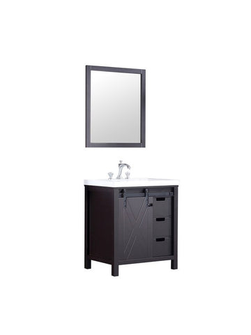 Image of Marsyas 30" Brown Single Sink Vanity Set with White Quartz Marble Top | LM342230SCCSM28F