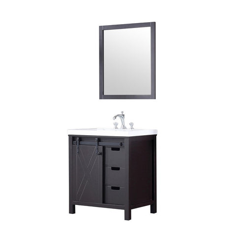 Image of Marsyas 30" Brown Single Sink Vanity Set with White Quartz Marble Top | LM342230SCCSM28F