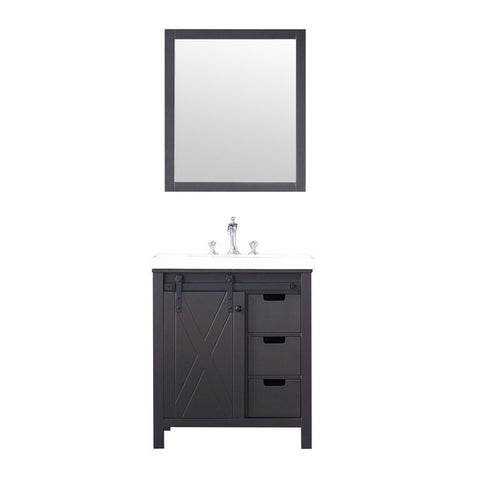 Image of Marsyas 30" Brown Single Sink Vanity Set with White Quartz Marble Top | LM342230SCCSM28F