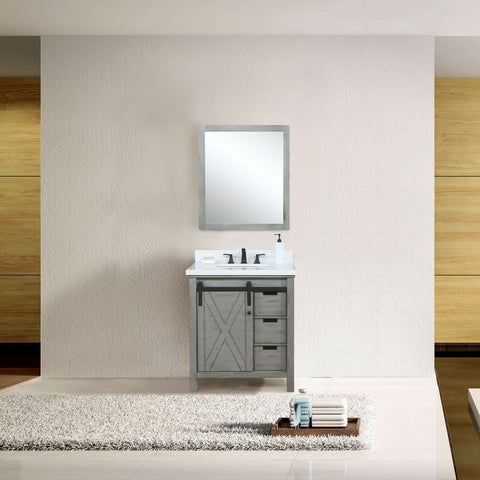 Image of Marsyas 30" Ash Grey Single Sink Vanity Set with White Quartz Top | LM342230SHCSM28F