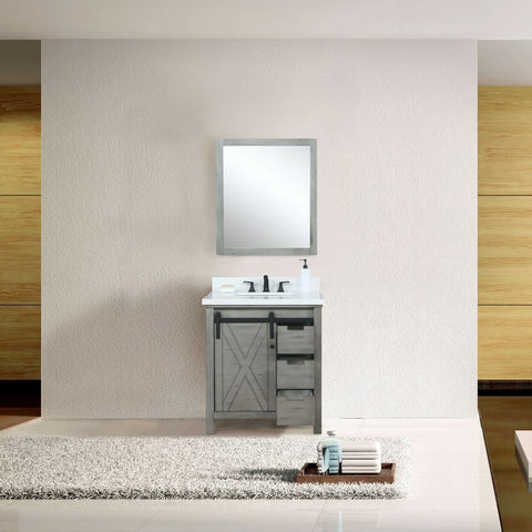 Image of Marsyas 30" Ash Grey Single Sink Vanity Set with White Quartz Top | LM342230SHCSM28F