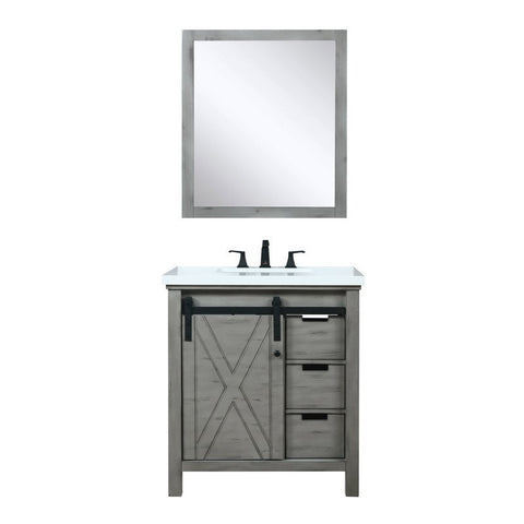 Image of Marsyas 30" Ash Grey Single Sink Vanity Set with White Quartz Top | LM342230SHCSM28F