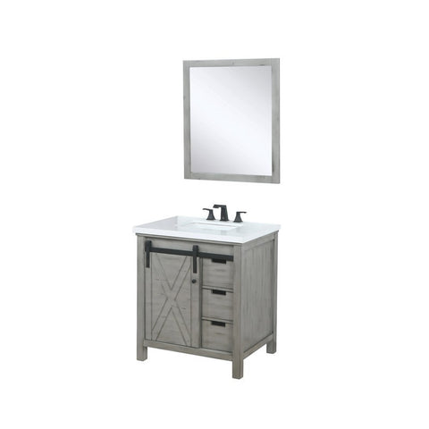 Image of Marsyas 30" Ash Grey Single Sink Vanity Set with White Quartz Top | LM342230SHCSM28F