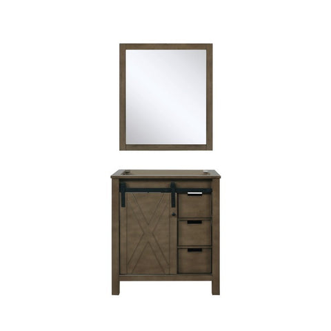 Image of Marsyas Modern 30" Rustic Brown Single Vanity, no Top and 28" Mirror | LM342230SK00M28